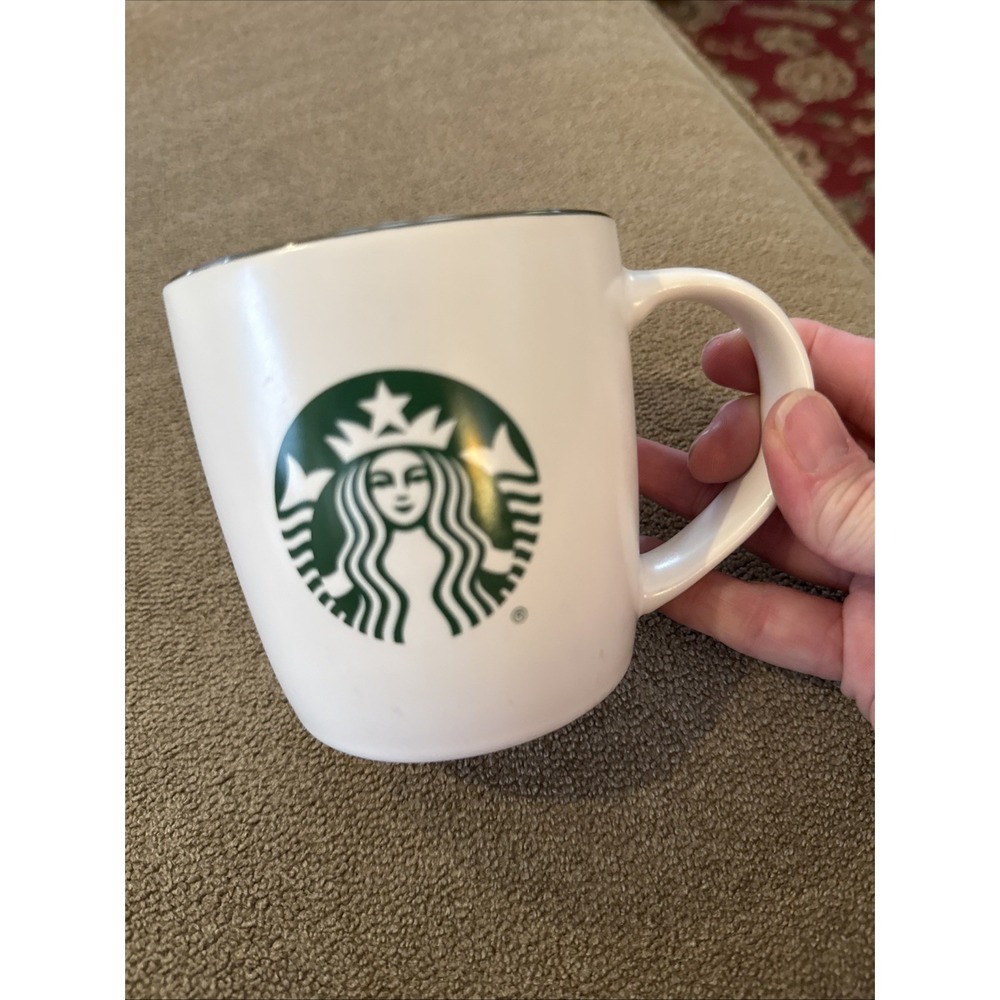 Starbucks White, Green Siren Logo Green Inside Tea Coffee Mug 11 oz 2025 (TD)